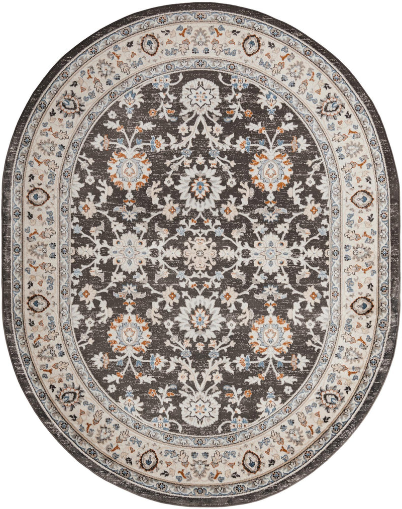 Savannah Elegance Collection Area Rug - Augusta (Fume Gray) Oval Fume Gray  lifestyle 11