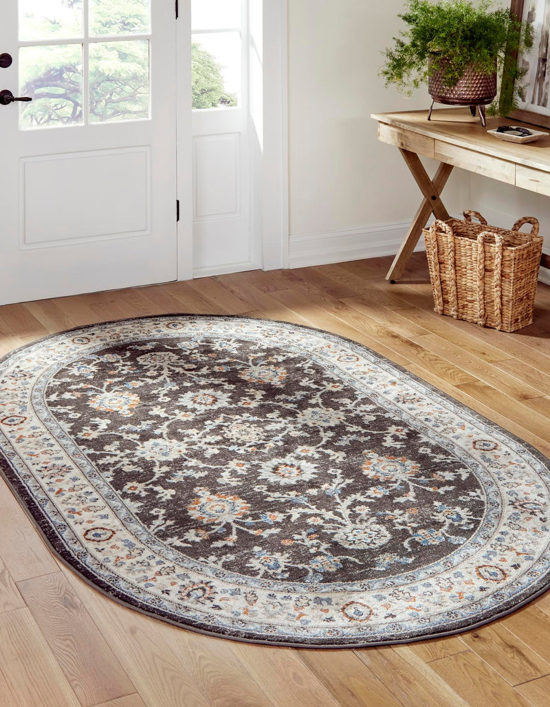 Savannah Elegance Collection Area Rug - Augusta (Fume Gray) Oval Fume Gray  lifestyle 16