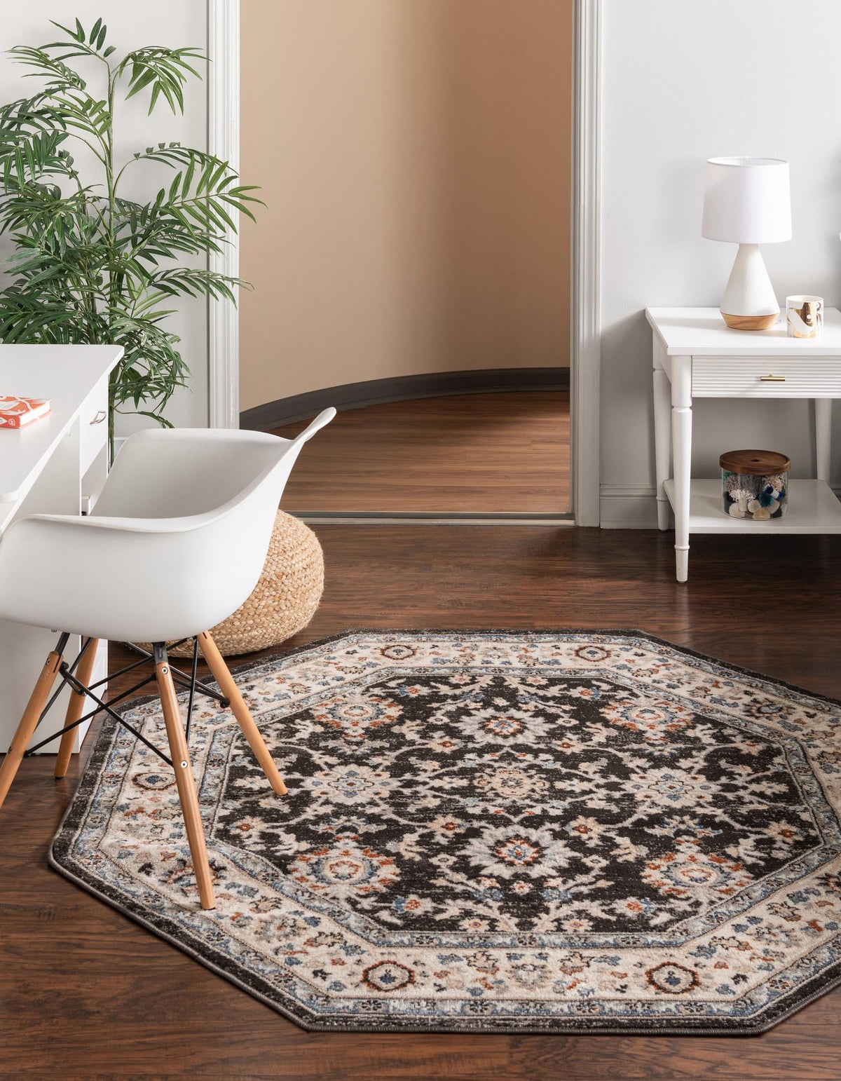 Savannah Elegance Collection Area Rug - Augusta (Fume Gray) Octagon Fume Gray  lifestyle 24