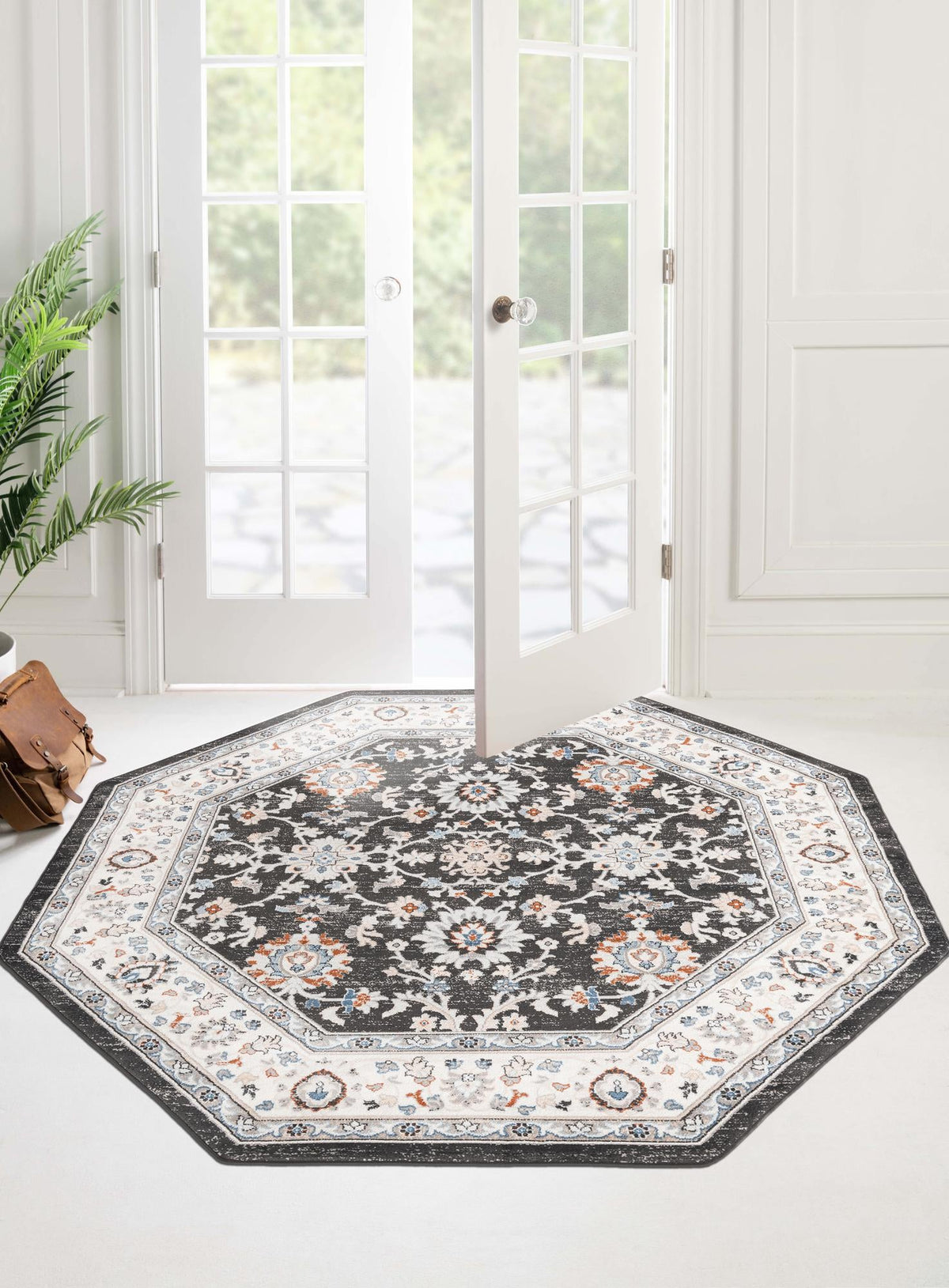 Savannah Elegance Collection Area Rug - Augusta (Fume Gray) Octagon Fume Gray  lifestyle 46
