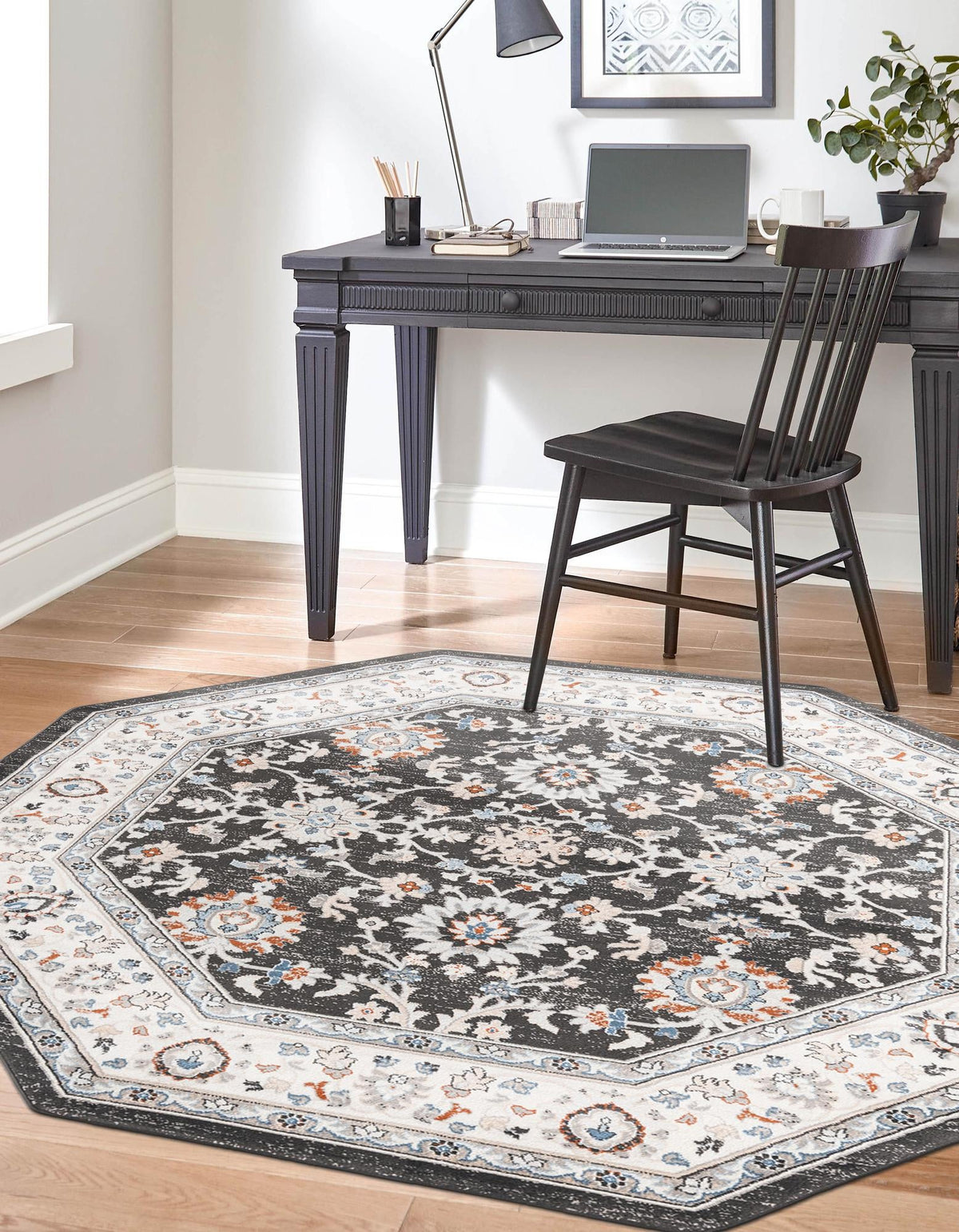 Savannah Elegance Collection Area Rug - Augusta (Fume Gray) Octagon Fume Gray  lifestyle 52