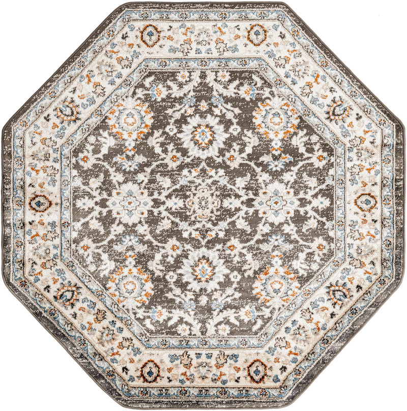 Savannah Elegance Collection Area Rug - Augusta (Fume Gray) Octagon Fume Gray  lifestyle 50