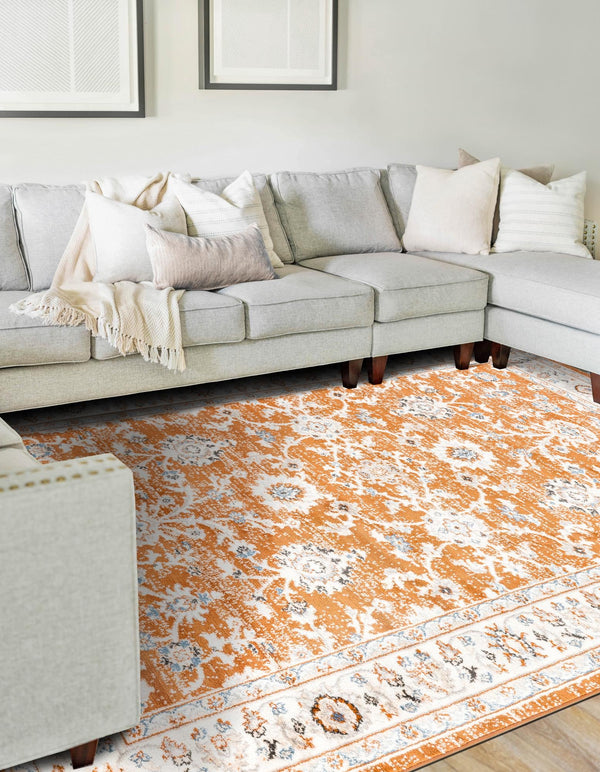 Savannah Elegance Collection Area Rug - Augusta (Rust Red) Rectangle Rust Red  lifestyle 10
