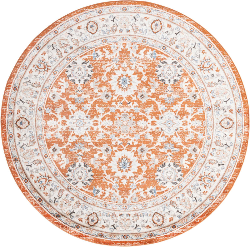 Savannah Elegance Collection Area Rug - Augusta (Rust Red) Round Rust Red  lifestyle 12