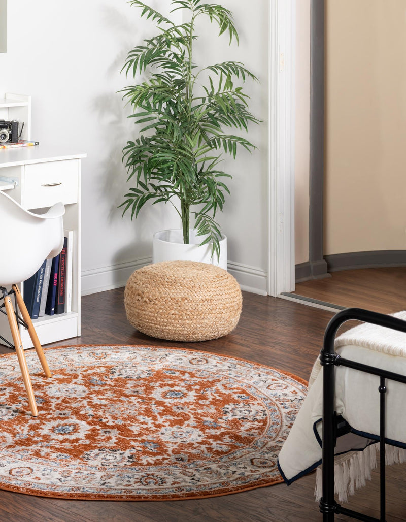 Savannah Elegance Collection Area Rug - Augusta (Rust Red) Round Rust Red  lifestyle 17