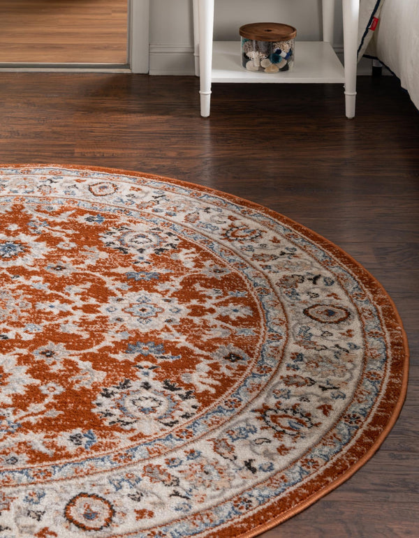 Savannah Elegance Collection Area Rug - Augusta (Rust Red) Round Rust Red  lifestyle 22