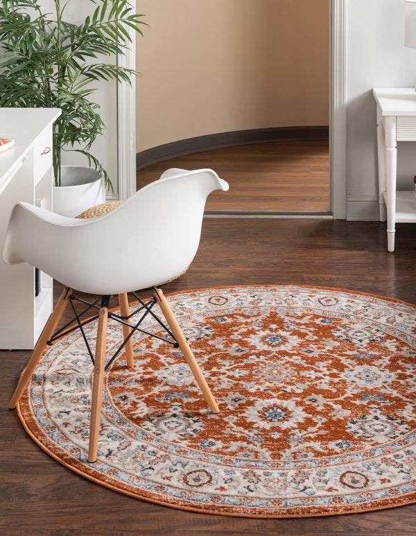 Savannah Elegance Collection Area Rug - Augusta (Rust Red) Round Rust Red  lifestyle 27