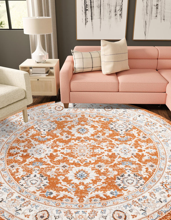 Savannah Elegance Collection Area Rug - Augusta (Rust Red) Round Rust Red  lifestyle 35