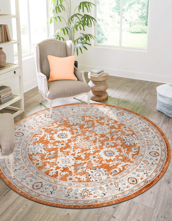 Savannah Elegance Collection Area Rug - Augusta (Rust Red) Round Rust Red  lifestyle 38