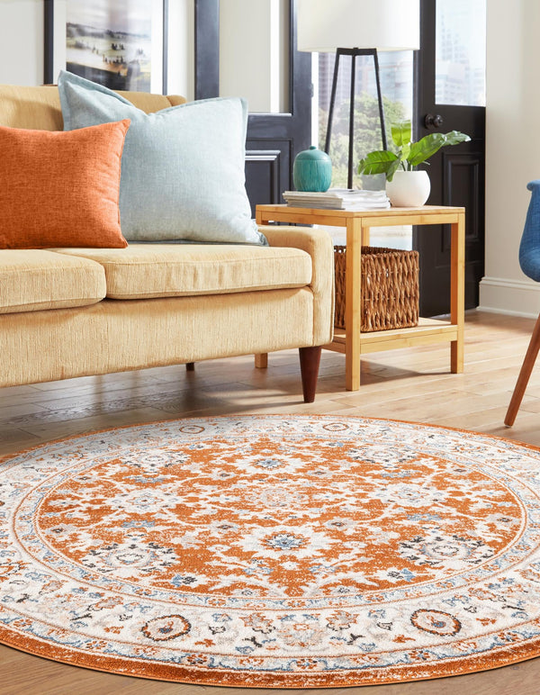 Savannah Elegance Collection Area Rug - Augusta (Rust Red) Round Rust Red  lifestyle 47