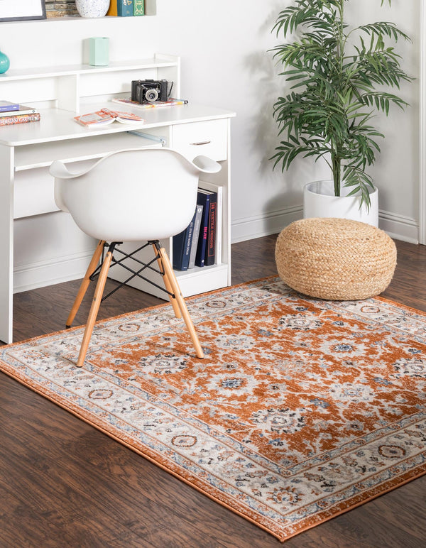 Savannah Elegance Collection Area Rug - Augusta (Rust Red) Square Rust Red  lifestyle 23