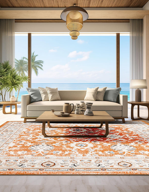 Savannah Elegance Collection Area Rug - Augusta (Rust Red) Square Rust Red  lifestyle 50