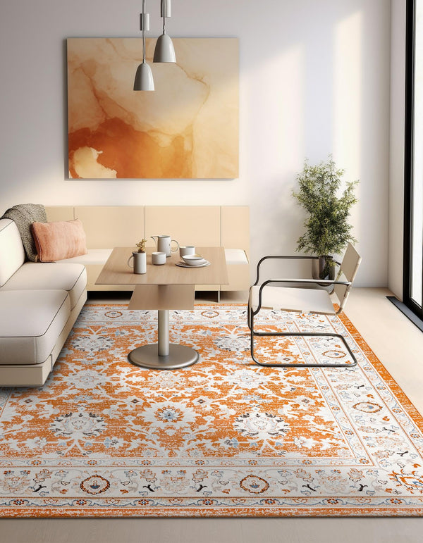 Savannah Elegance Collection Area Rug - Augusta (Rust Red) Square Rust Red  lifestyle 55