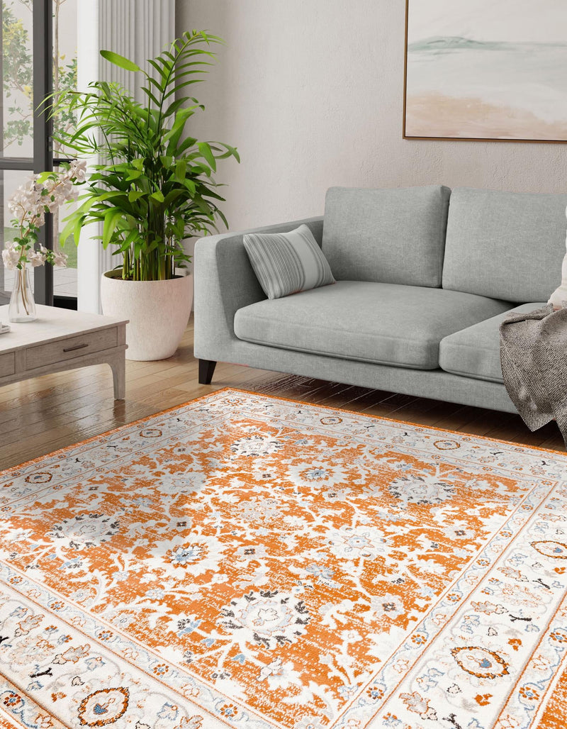 Savannah Elegance Collection Area Rug - Augusta (Rust Red) Square Rust Red  lifestyle 60