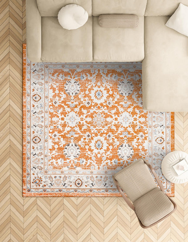 Savannah Elegance Collection Area Rug - Augusta (Rust Red) Square Rust Red  lifestyle 70