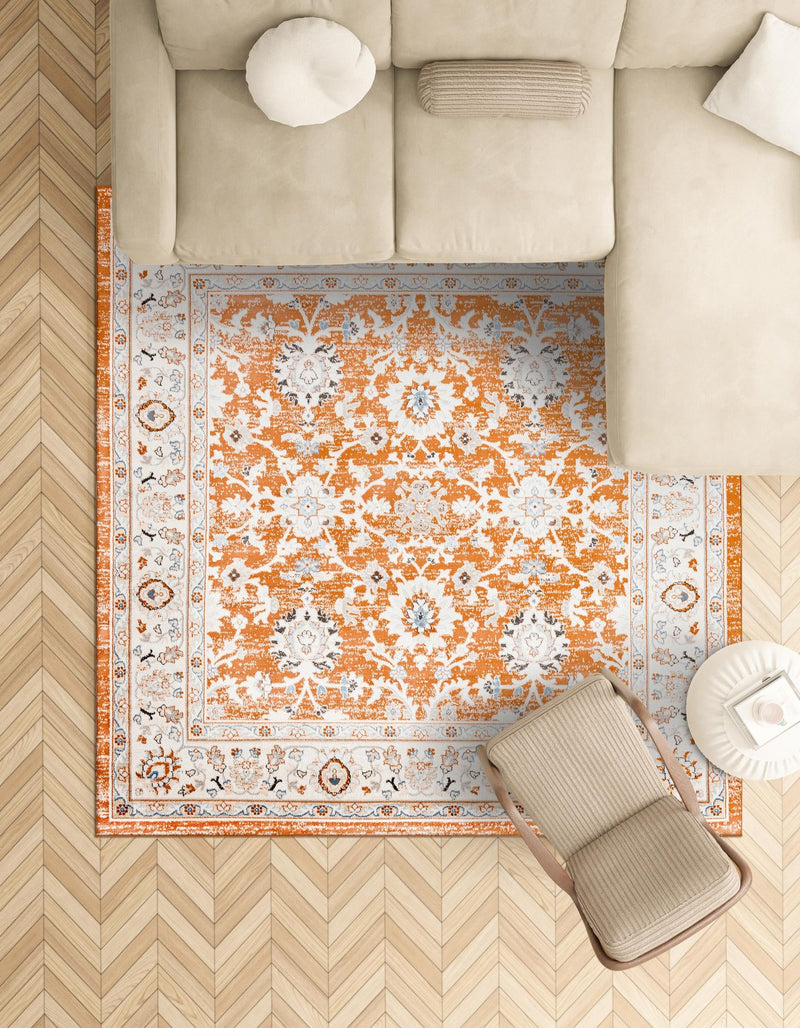 Savannah Elegance Collection Area Rug - Augusta (Rust Red) Square Rust Red  lifestyle 70