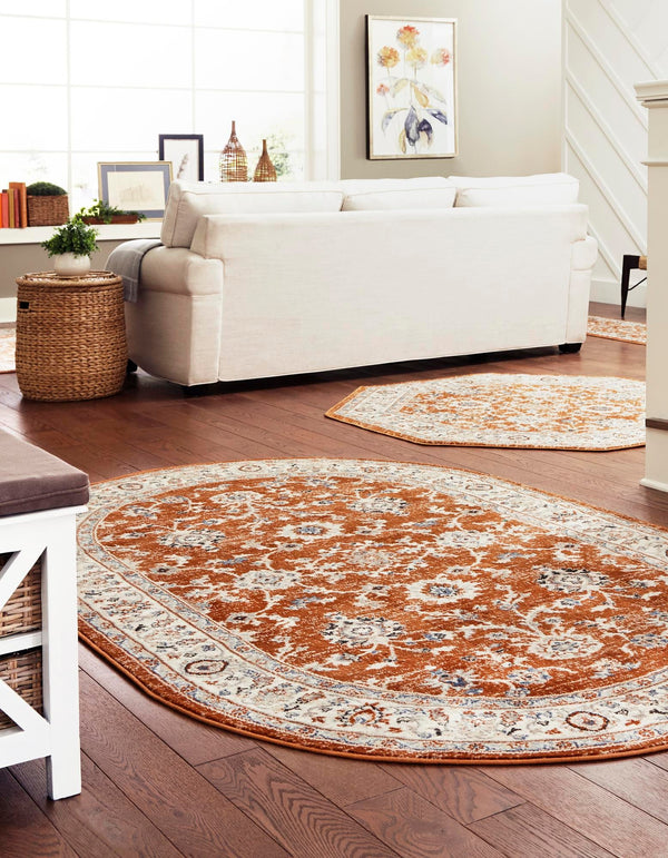 Savannah Elegance Collection Area Rug - Augusta (Rust Red) Oval Rust Red  lifestyle 24