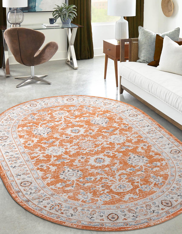 Savannah Elegance Collection Area Rug - Augusta (Rust Red) Oval Rust Red  lifestyle 33