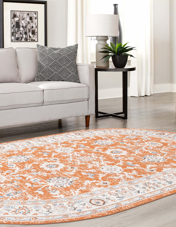 Savannah Elegance Collection Area Rug - Augusta (Rust Red) Oval Rust Red  lifestyle 39