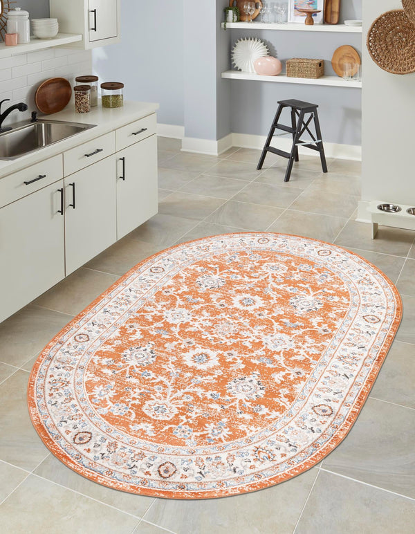 Savannah Elegance Collection Area Rug - Augusta (Rust Red) Oval Rust Red  lifestyle 42