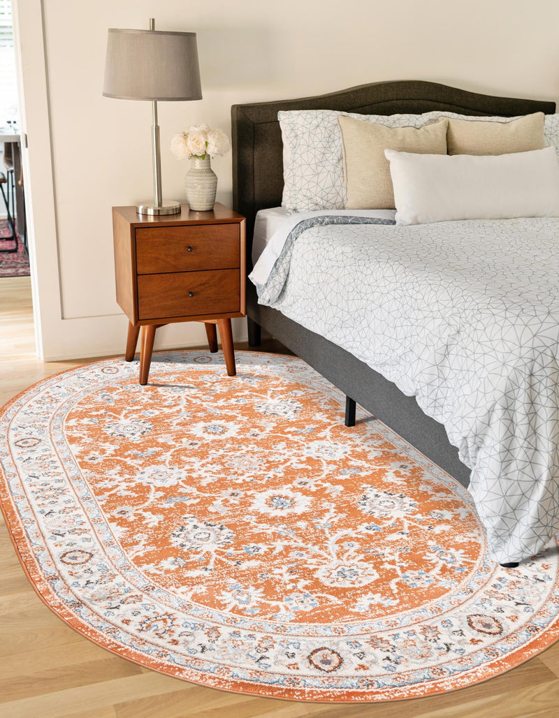 Savannah Elegance Collection Area Rug - Augusta (Rust Red) Oval Rust Red  lifestyle 48