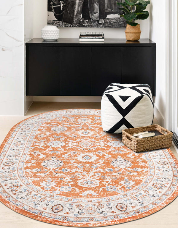 Savannah Elegance Collection Area Rug - Augusta (Rust Red) Oval Rust Red  lifestyle 51
