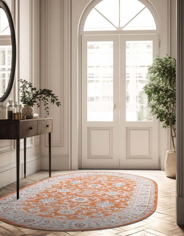 Savannah Elegance Collection Area Rug - Augusta (Rust Red) Oval Rust Red  lifestyle 54