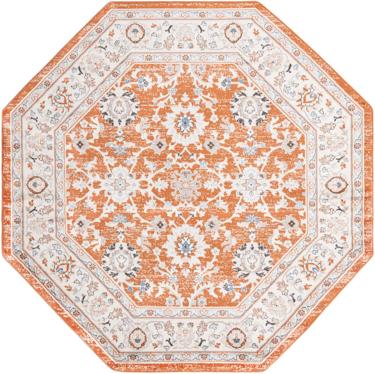 Savannah Elegance Collection Area Rug - Augusta (Rust Red) Octagon Rust Red  lifestyle 15