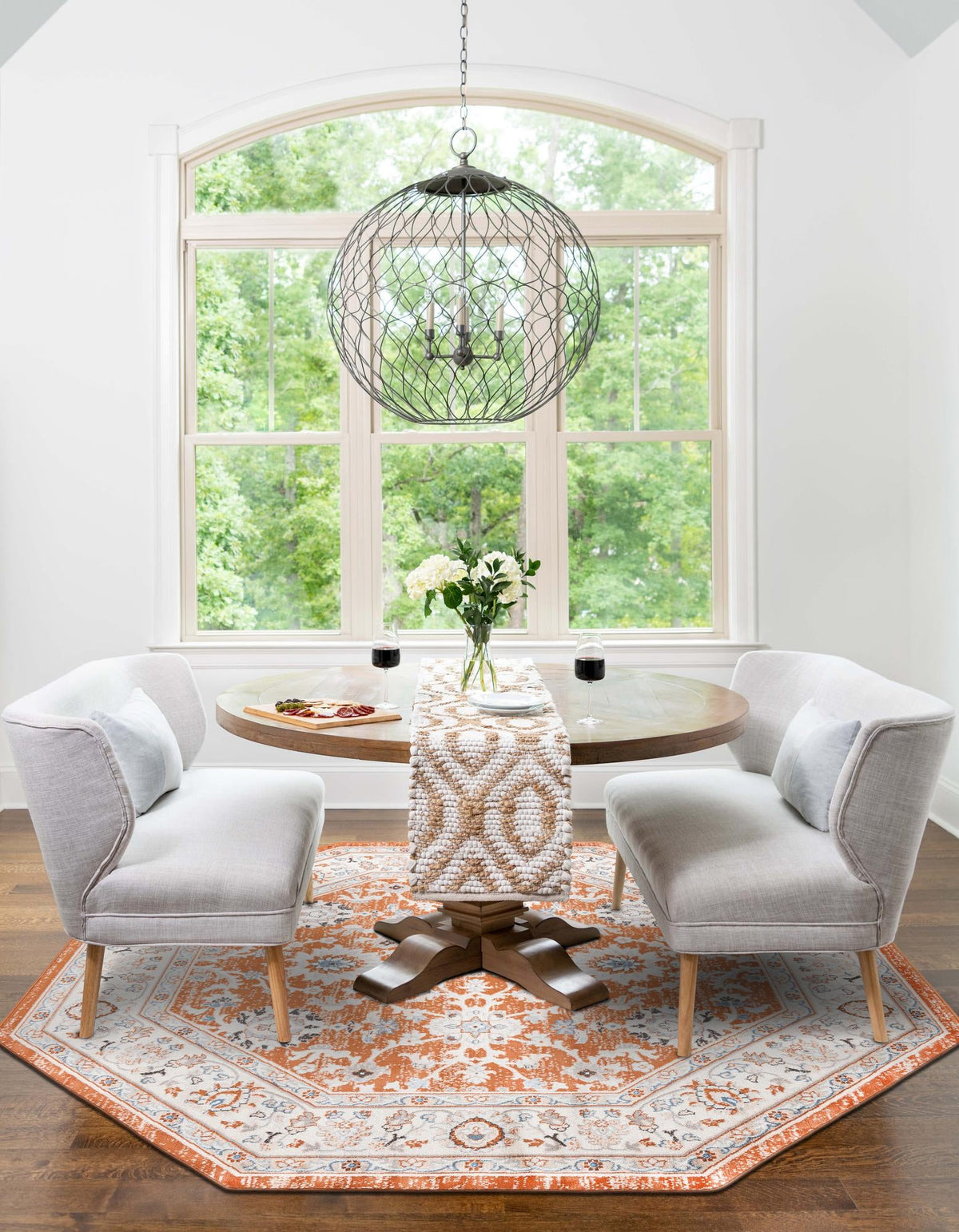 Savannah Elegance Collection Area Rug - Augusta (Rust Red) Octagon Rust Red  lifestyle 46