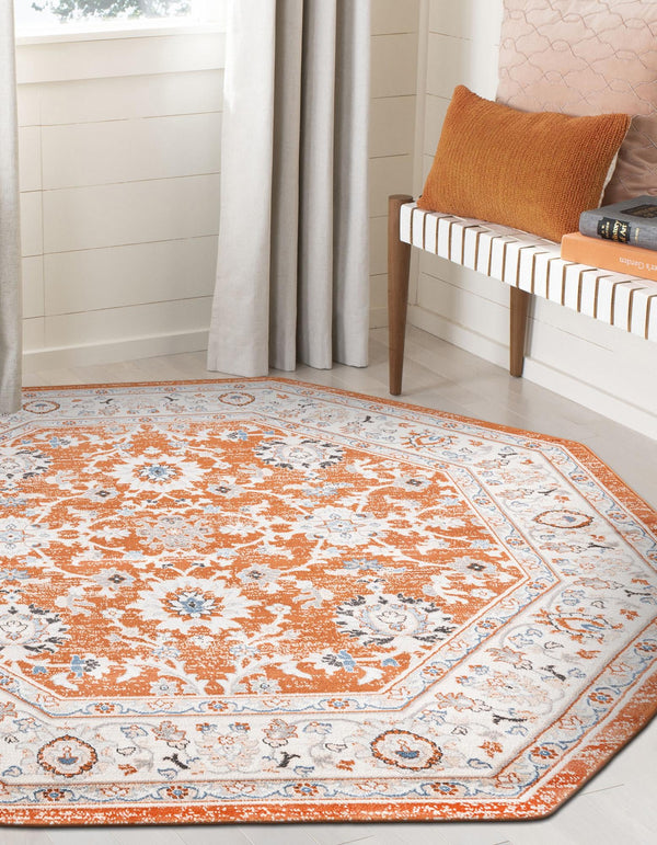 Savannah Elegance Collection Area Rug - Augusta (Rust Red) Octagon Rust Red  lifestyle 49