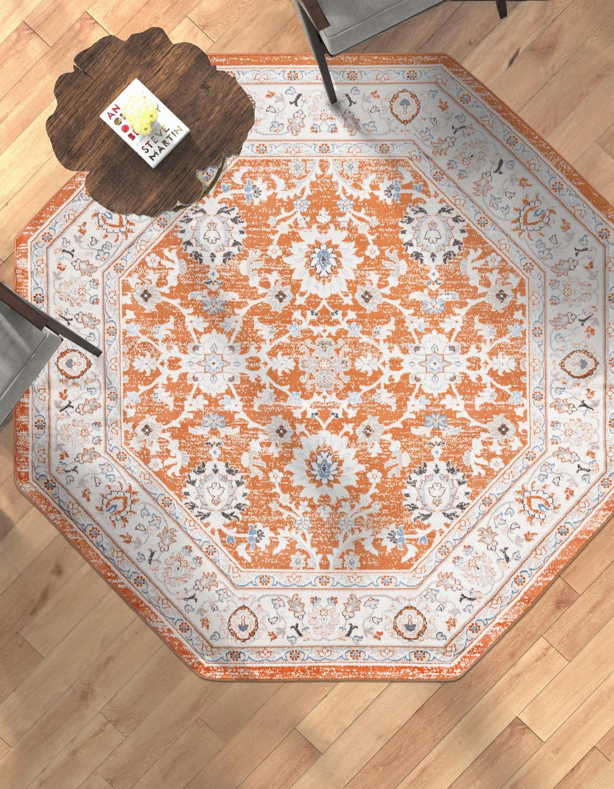Savannah Elegance Collection Area Rug - Augusta (Rust Red) Octagon Rust Red  lifestyle 55