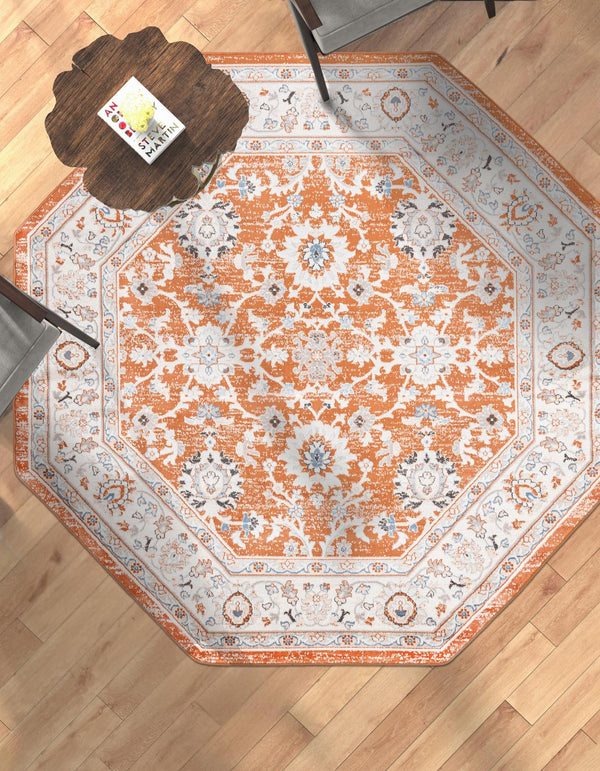 Savannah Elegance Collection Area Rug - Augusta (Rust Red) Octagon Rust Red  lifestyle 55