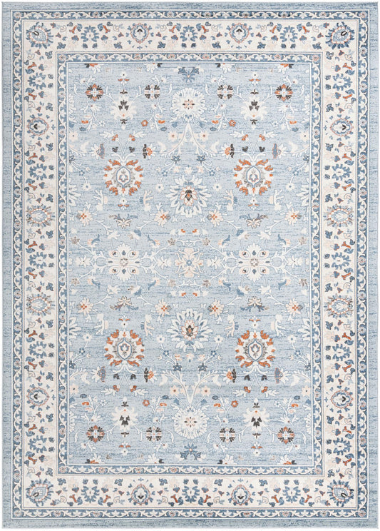 Savannah Elegance Collection Area Rug - Augusta (Aqua Blue) Rectangle Aqua Blue Main