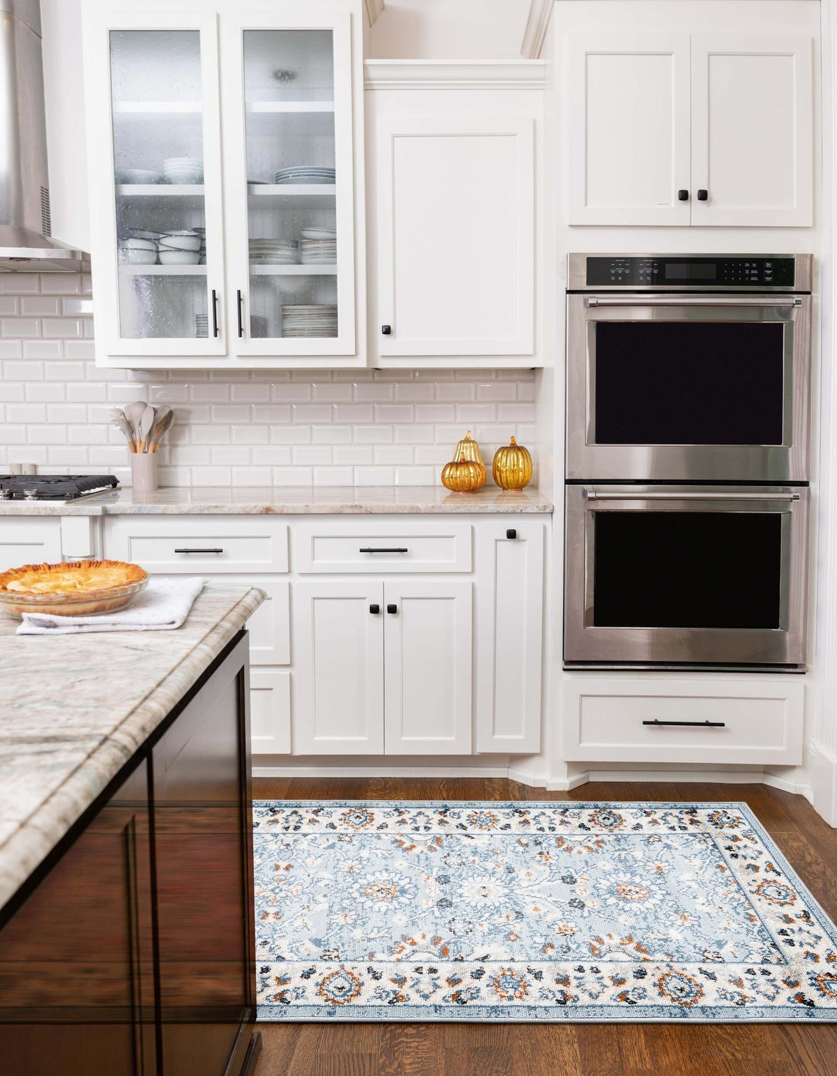 Savannah Elegance Collection Area Rug - Augusta (Aqua Blue) Runner Aqua Blue  lifestyle 85