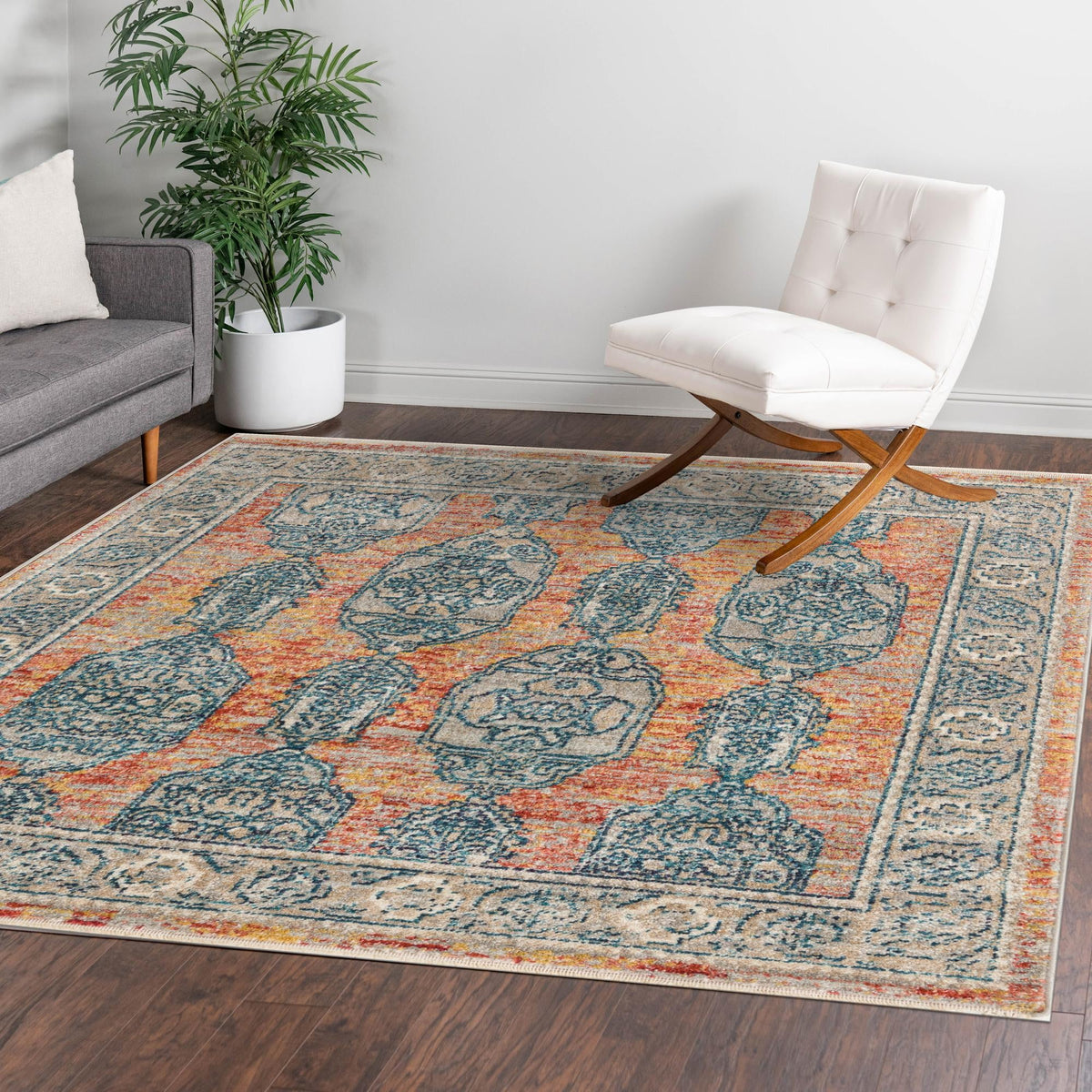 Seville Stripes Collection Area Rug -  Granada (Brick Red) Square Brick Red  lifestyle 68