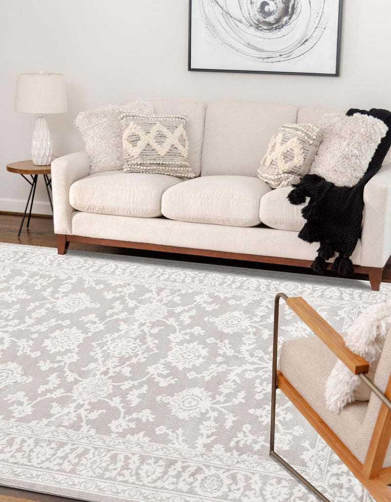 Savannah Elegance Collection Area Rug - Augusta (Light Gray) Rectangle Light Gray  lifestyle 7