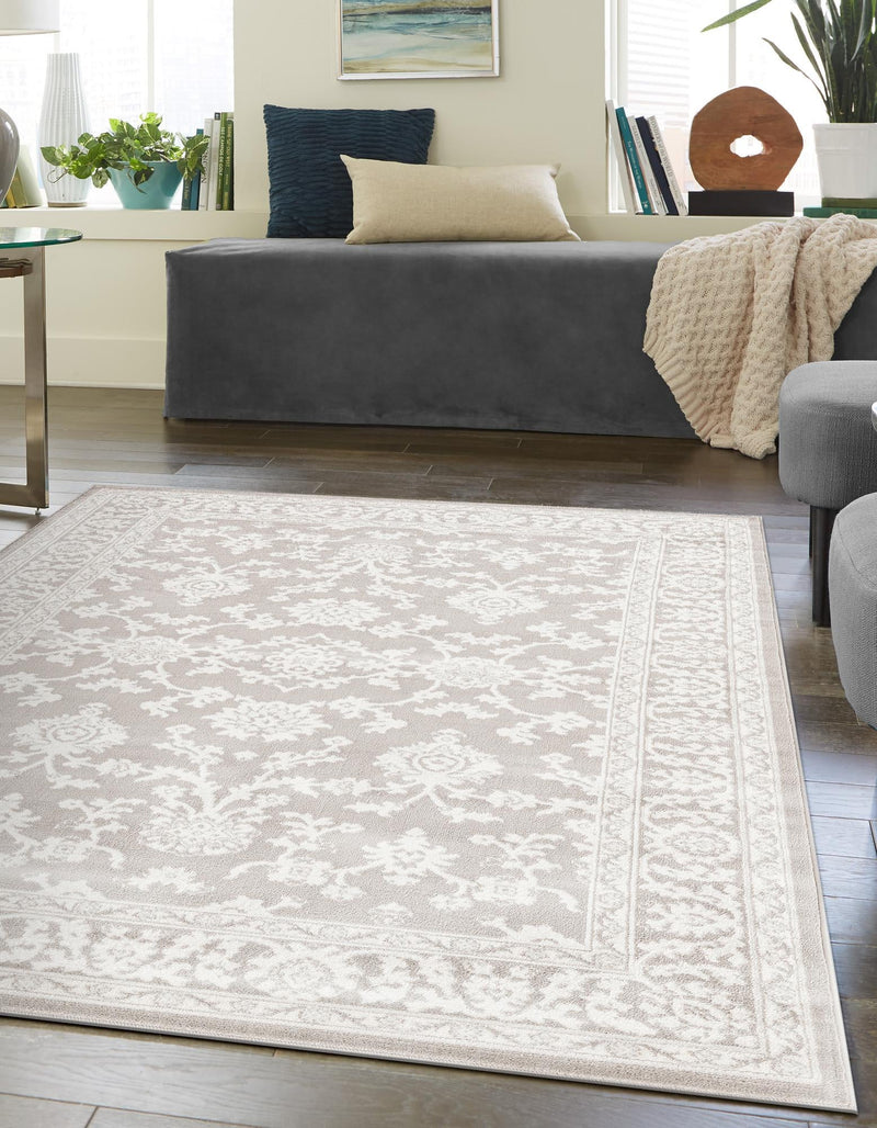 Savannah Elegance Collection Area Rug - Augusta (Light Gray) Rectangle Light Gray  lifestyle 9