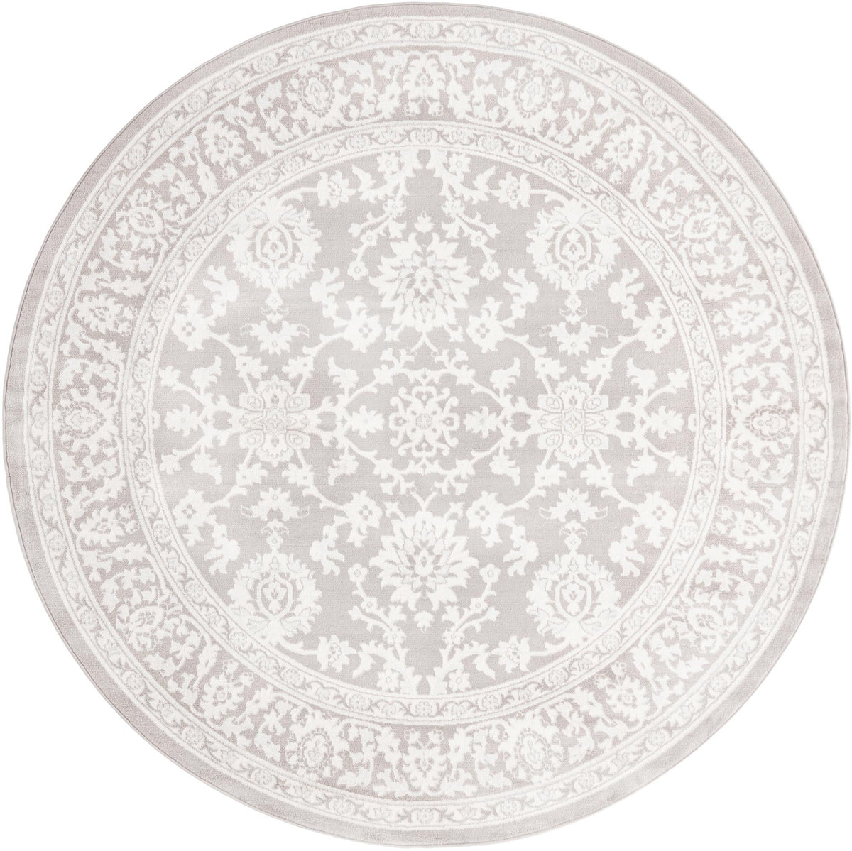 Savannah Elegance Collection Area Rug - Augusta (Light Gray) Round Light Gray  lifestyle 20