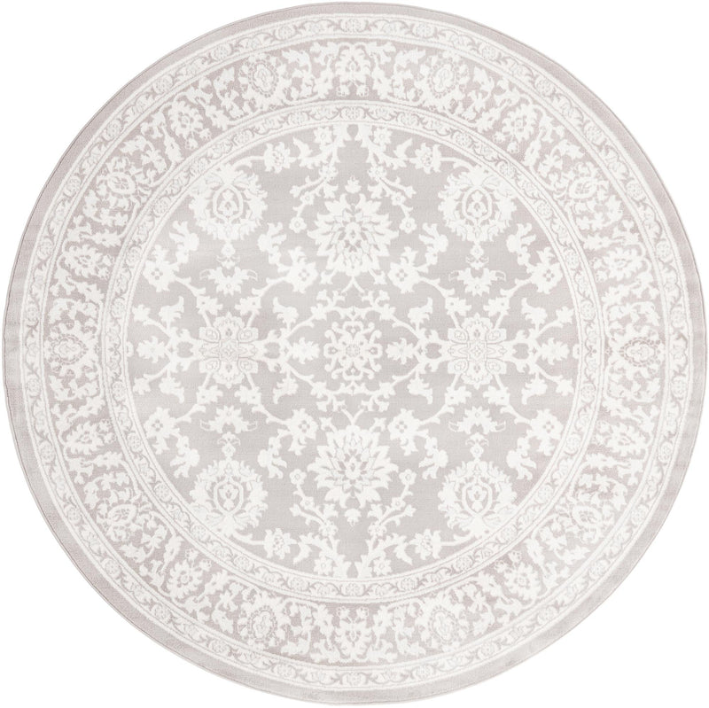 Savannah Elegance Collection Area Rug - Augusta (Light Gray) Round Light Gray  lifestyle 20
