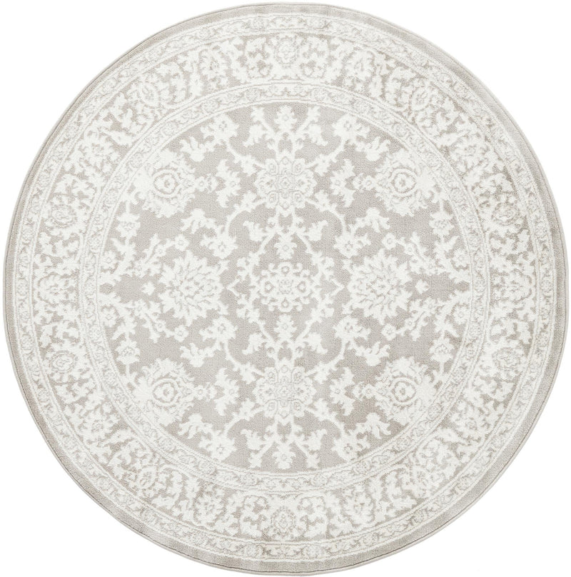 Savannah Elegance Collection Area Rug - Augusta (Light Gray) Round Light Gray  lifestyle 56