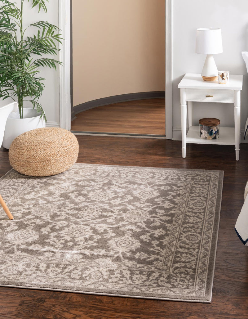 Savannah Elegance Collection Area Rug - Augusta (Light Gray) Square Light Gray  lifestyle 26