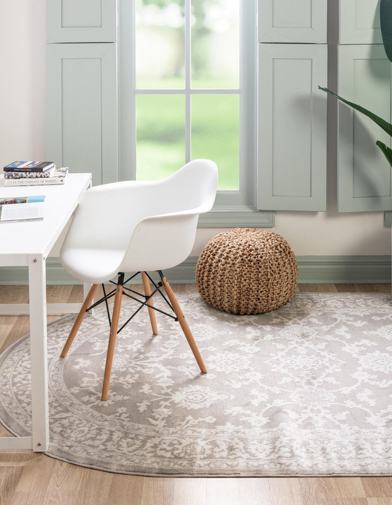Savannah Elegance Collection Area Rug - Augusta (Light Gray) Oval Light Gray  lifestyle 27
