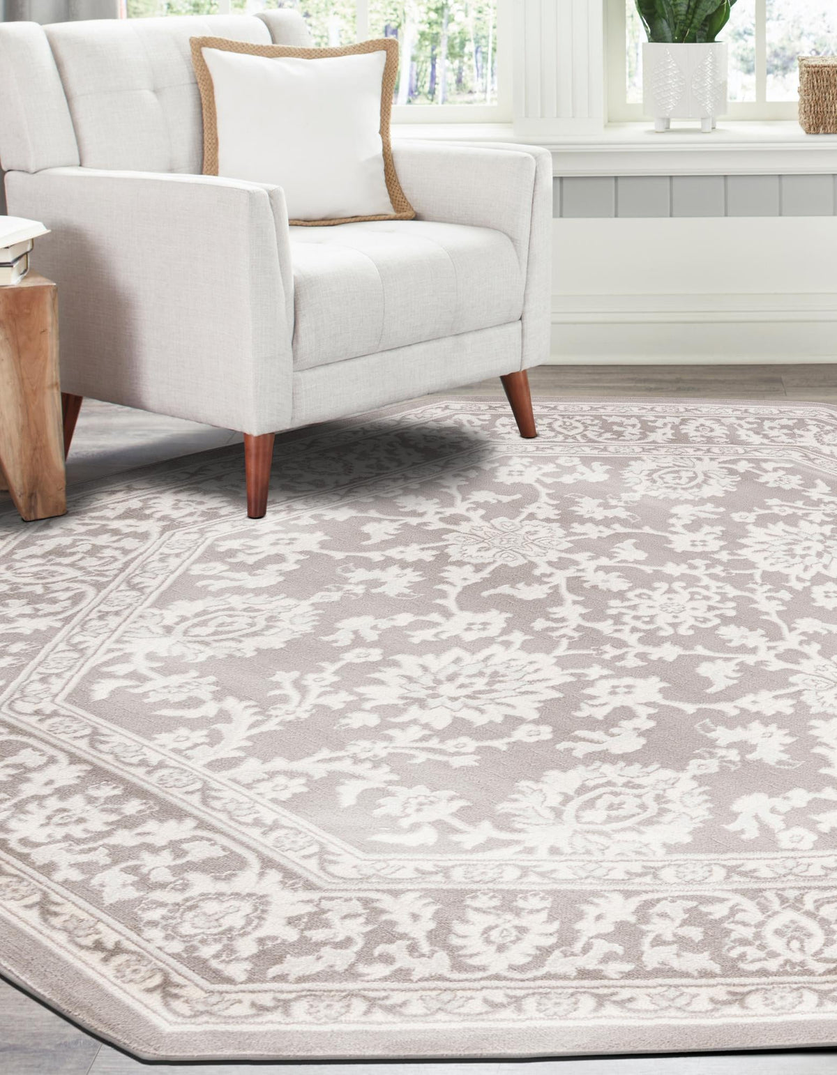 Savannah Elegance Collection Area Rug - Augusta (Light Gray) Octagon Light Gray  lifestyle 49