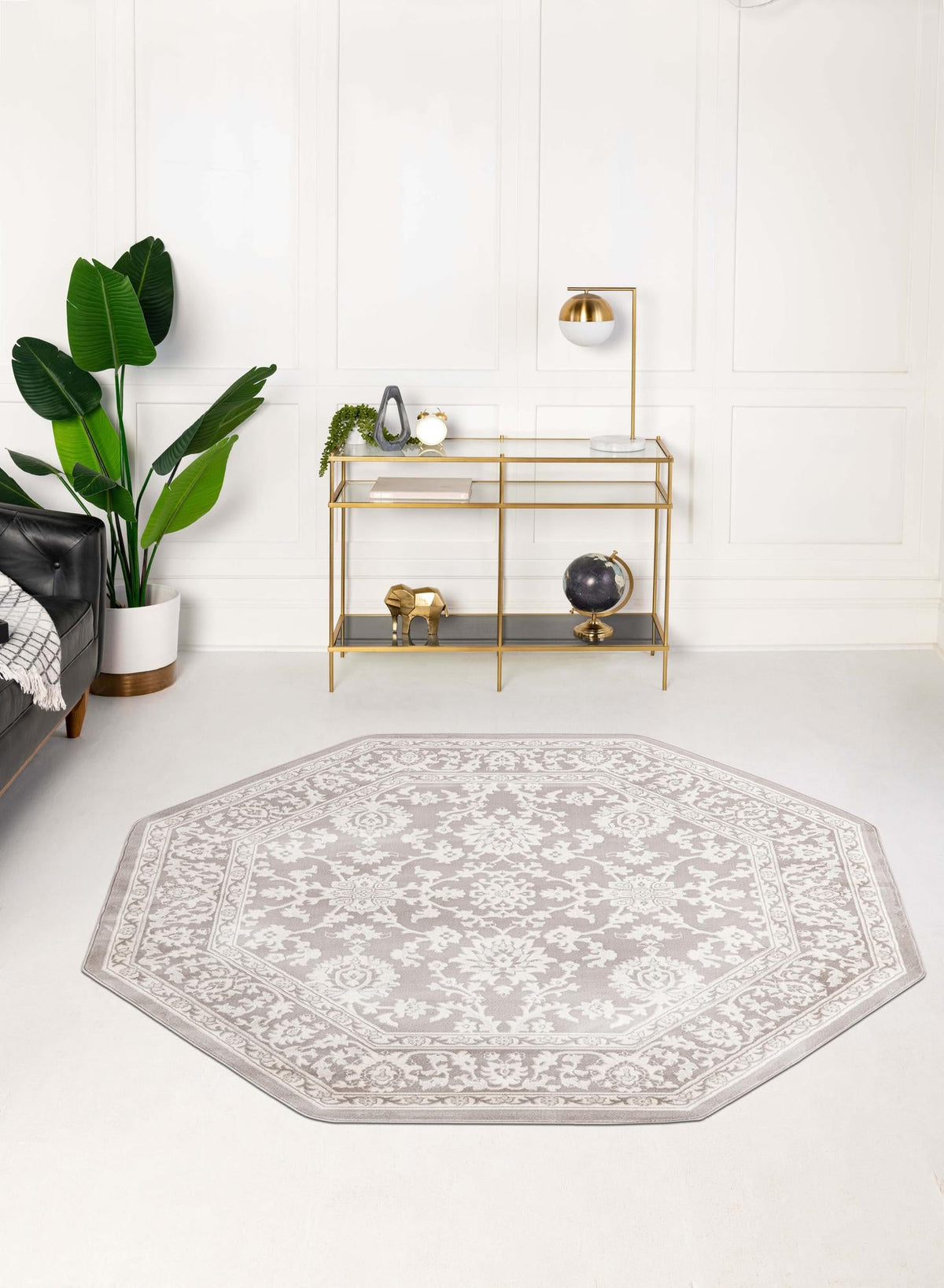 Savannah Elegance Collection Area Rug - Augusta (Light Gray) Octagon Light Gray  lifestyle 55
