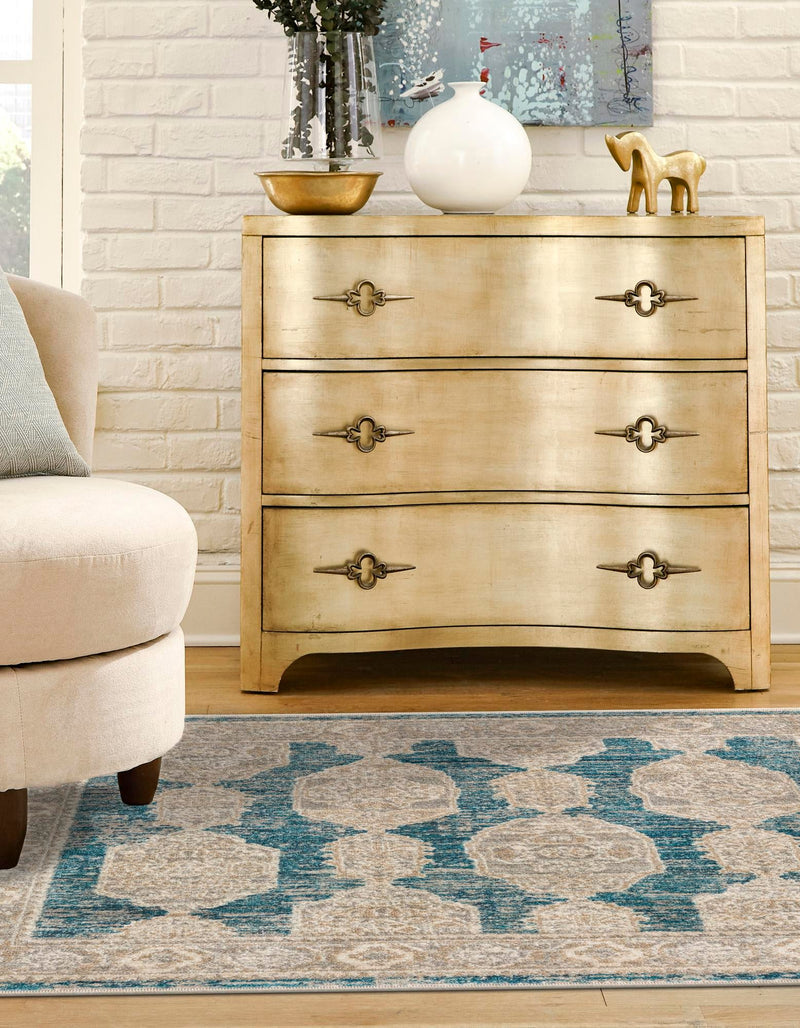 Seville Stripes Collection Area Rug -  Granada (Blue) Square Blue  lifestyle 13