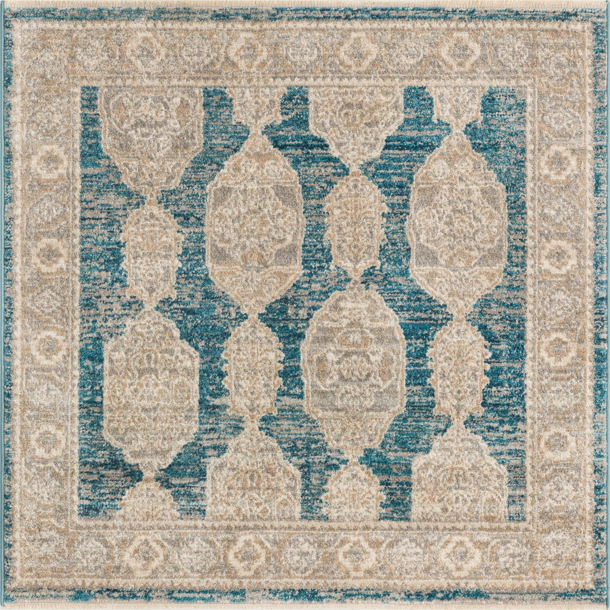 Seville Stripes Collection Area Rug -  Granada (Blue) Square Blue  lifestyle 3