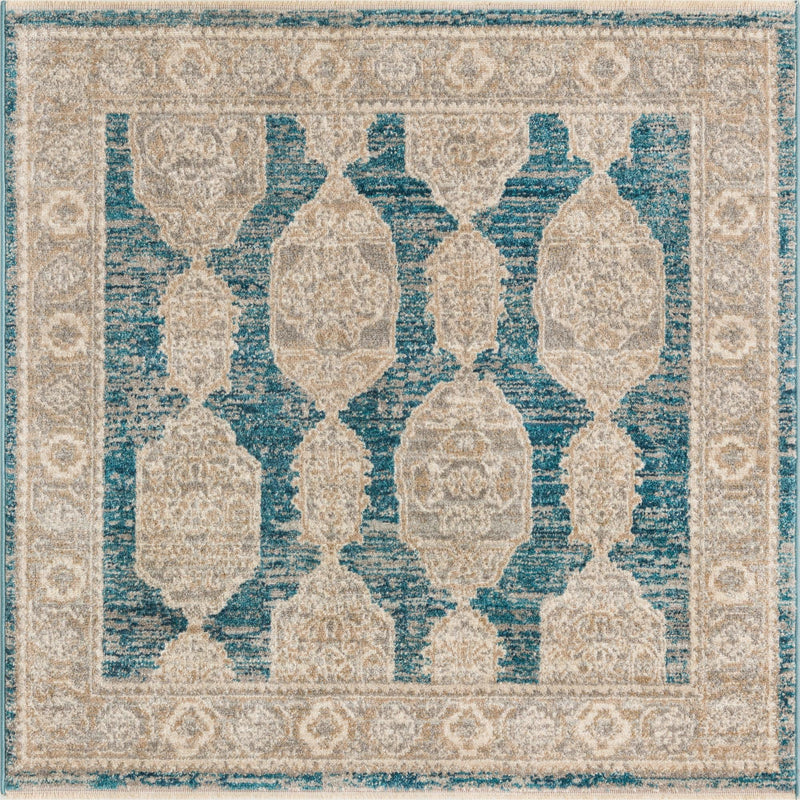 Seville Stripes Collection Area Rug -  Granada (Blue) Square Blue  lifestyle 3