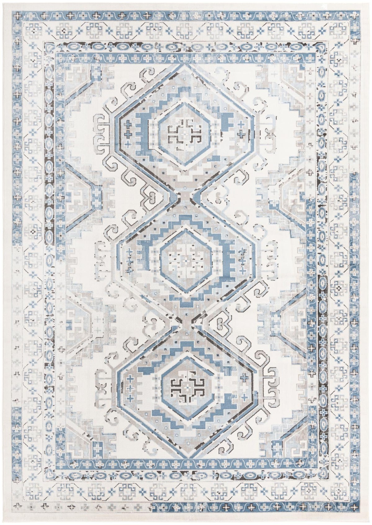 Savannah Elegance Collection Area Rug -  Tybee (Ivory Aqua) Rectangle Ivory Aqua Main