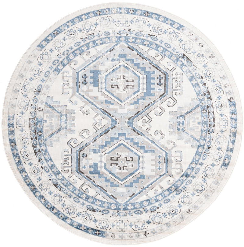Savannah Elegance Collection Area Rug -  Tybee (Ivory Aqua) Round Ivory Aqua  lifestyle 14