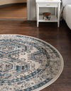 Savannah Elegance Collection Area Rug -  Tybee (Ivory Aqua) Round Ivory Aqua  lifestyle 24
